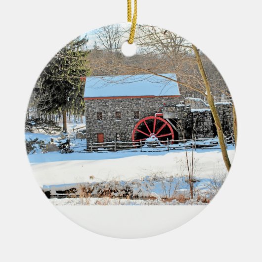 WINTER GRIST MILL KERAMISCH ORNAMENT (Voorkant)
