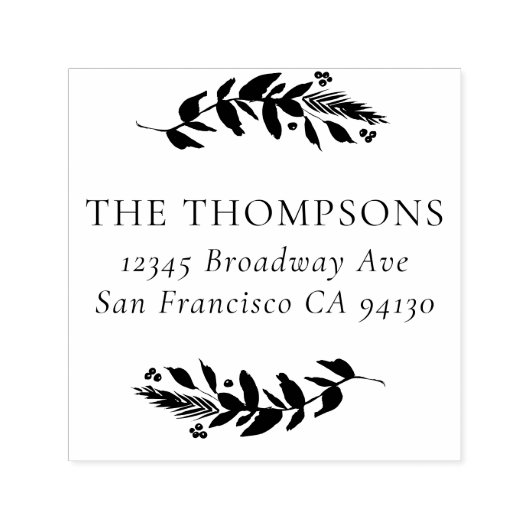 Winter groen adres zelf inkt rubberen stempel (Design)