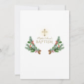 Winter groen Berry Cone Gold Cross Doop Kaart (Achterkant)