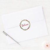 Winter groen bessen krans Kerstmis geloof C Ronde Sticker (Envelop)