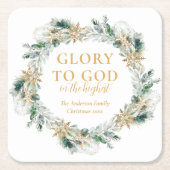 Winter groen bijbel vers religieuze kerst kartonnen onderzetters (Voorkant)