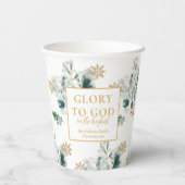 Winter groen bijbel vers religieuze kerst papieren bekers (Achterkant)