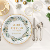 Winter groen bijbel vers religieuze kerst papieren bordje