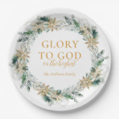 Winter groen bijbel vers religieuze kerst papieren bordje (Voorkant)