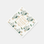 Winter groen bijbel vers religieuze kerst servet (Hoek)