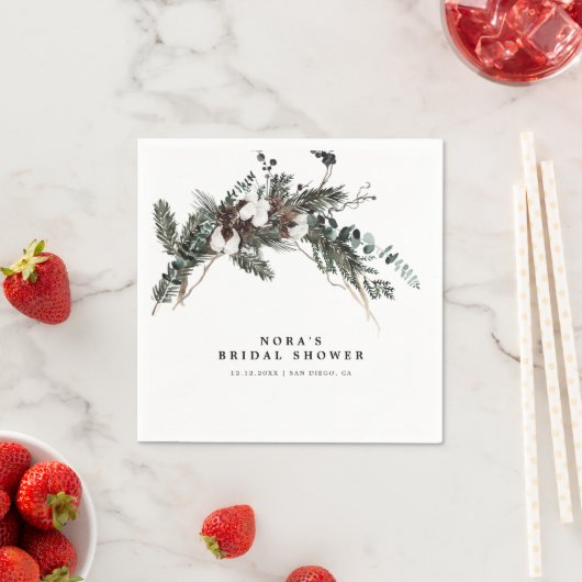 Winter groen boeket servet (Insitu)