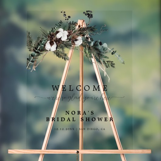 Winter groen boeket Vrijgezellenfeest Welkom Acryl Bord (Neutraal)