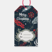 Winter groen botanisch Prettig Kerstfeest  Cadeaulabel (Voorkant)