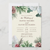 Winter groen bruiloft uitnodiging (Voorkant)