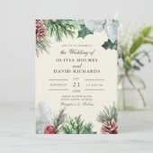 Winter groen bruiloft uitnodiging (Staand voorkant)