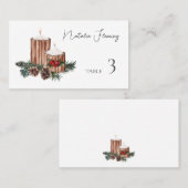 Winter groen dennen kegels kaars rode bes plaatskaartje (Voorkant / Achterkant)