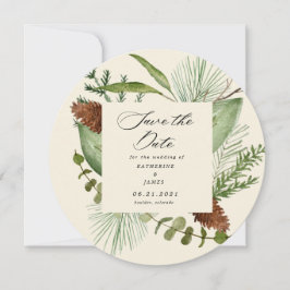 winter groen elegant save the date foto kaart