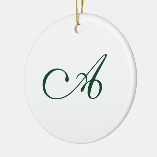 Winter Groen Elegant Script Monogram Kerst Keramisch Ornament (Links)