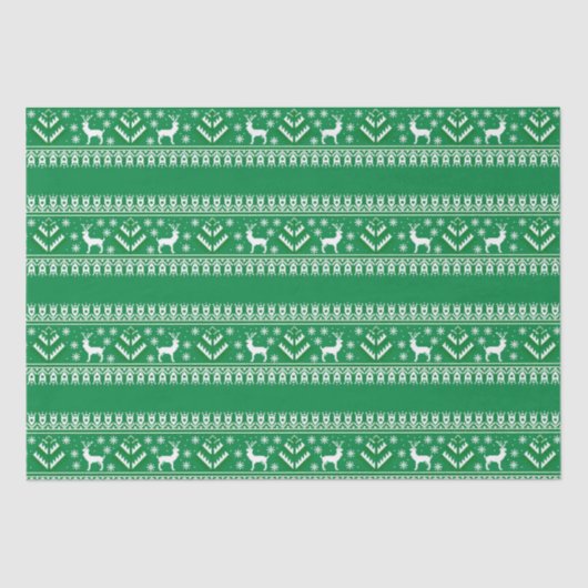 Winter Groen en Wit Kerstmis Fair Isle Tissuepapier (Voorkant)
