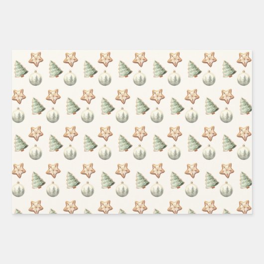 Winter Groen Gingerbread Kerstmis Inpakpapier Vel (Voorkant 2)