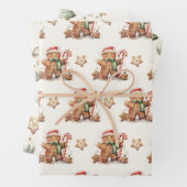 Winter Groen Gingerbread Kerstmis Inpakpapier Vel (In situ)