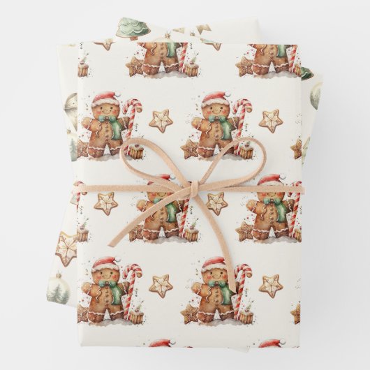 Winter Groen Gingerbread Kerstmis Inpakpapier Vel (In situ)