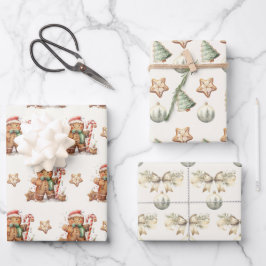 Winter Groen Gingerbread Kerstmis Inpakpapier Vel