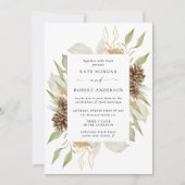 Winter groen gouden elegante bruiloft uitnodigen kaart (Voorkant)