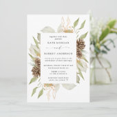 Winter groen gouden elegante bruiloft uitnodigen kaart (Staand voorkant)