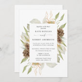 Winter groen gouden elegante bruiloft uitnodigen kaart (Voorkant / Achterkant)