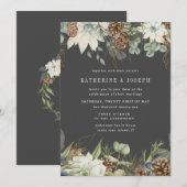 Winter groen gouden elegante bruiloft uitnodigen kaart (Voorkant / Achterkant)