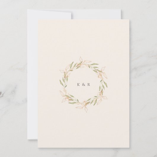 Winter groen gouden elegante bruiloft uitnodigen kaart (Achterkant)