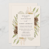 Winter groen gouden elegante bruiloft uitnodigen kaart (Voorkant / Achterkant)