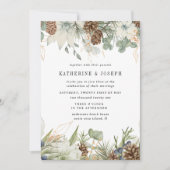 Winter groen gouden elegante bruiloft uitnodigen kaart (Voorkant)