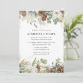 Winter groen gouden elegante bruiloft uitnodigen kaart (Staand voorkant)
