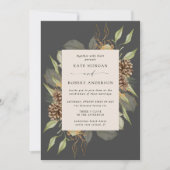 Winter groen gouden elegante bruiloft uitnodigen kaart (Voorkant)