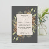 Winter groen gouden elegante bruiloft uitnodigen kaart (Staand voorkant)