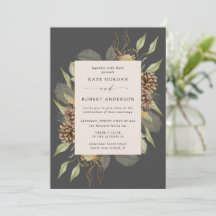 Winter groen gouden elegante bruiloft uitnodigen