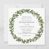 Winter groen Holly bruiloft Kaart (Voorkant)
