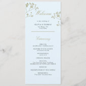 Winter groen ijs blauw goud elegante trouwdag programmakaart (Voorkant)