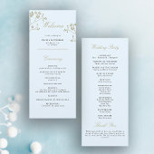 Winter groen ijs blauw goud elegante trouwdag programmakaart