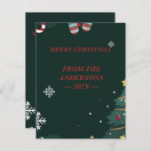 Winter Groen Kerstfeest Feestdagenkaart (Voorkant / Achterkant)