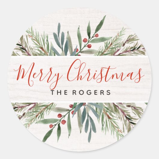 Winter groen kerstlabel ronde sticker (Voorkant)