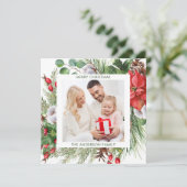 Winter groen kerstvakantie groet feestdagenkaart (Staand voorkant)