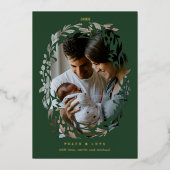 Winter Groen Krans Frame Folie Feestdagenkaart (Voorkant)