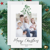 Winter groen Mistletoe Kerstmis Foto Feestdagenkaart