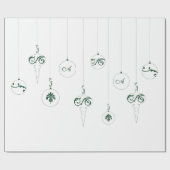 Winter Groen Monogram Bauble Ornamenten Kerst Cadeaupapier (Vlak)