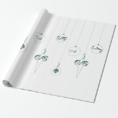 Winter Groen Monogram Bauble Ornamenten Kerst Cadeaupapier (Uitgerold)