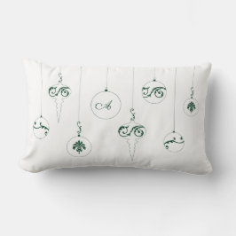 Winter Groen Monogram Bauble Ornamenten Kerst Kussen