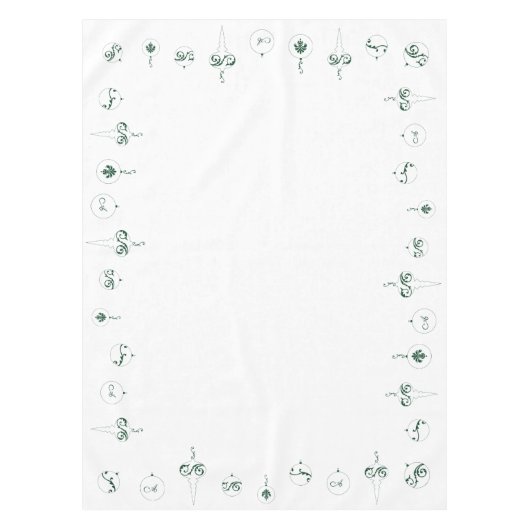 Winter Groen Monogram Bauble Ornamenten Kerst Tafelkleed (Voorkant)