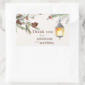 Winter groen rood kardinaal & bessen bruiloft rechthoekige sticker (Tas)