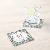 Winter groen rood vakantie monogram kartonnen onderzetters (Insitu)