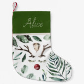 Winter groen Rudolph neus Monogram Kleine Kerstsok (Voorkant)