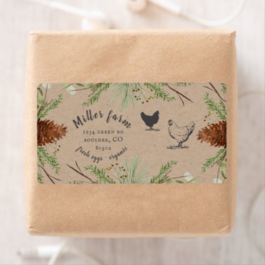 Winter groen rustiek script ei karton label (Insitu)