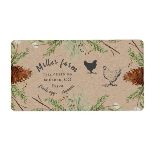 Winter groen rustiek script ei karton label (Voorkant)